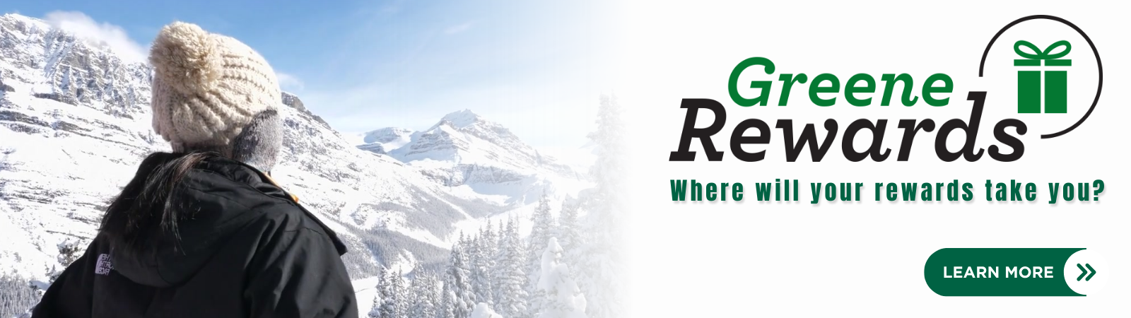 woman with hate in winter mountain range